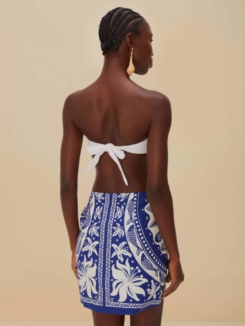 FARM Rio Blue Nature Linen Blend Tie Sarong Cover-up Skirt Size Medium NWT - Picture 13 of 14